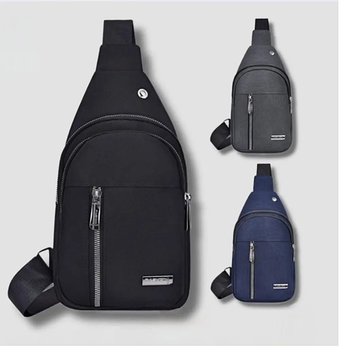Чоловіча сумка слінг тканинна через плече на блискавці з кишенями 30*17 см у різних кольорах Nina