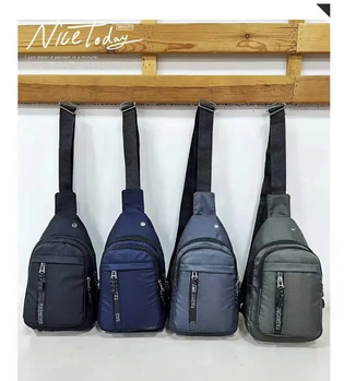 Чоловіча сумка слінг тканинна через плече на блискавці з кишенями 30*17 см у різних кольорах Nina