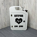 Каністра-бар "Аптечка для душі", дерев'яний, 30*22*11 см, з чарками, білий, фото 2