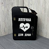 Каністра-бар "Аптечка для душі", дерев'яний, 30*22*11 см, з чарками, чорний, фото 4