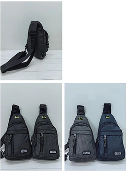 Чоловіча сумка слінг тканинна через плече на блискавці з кишенями 30*17 см у різних кольорах Nina