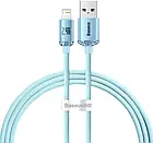 Дата-кабель Baseus Crystal Shine Series Fast Charging CAJY001203 USB (тато) - Lightning (тато) 2m Sky Blue 2.4A, фото 4