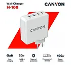 Адаптер живлення для телефона Canyon H-100 GaN 2xUSB-C, 2xUSB-A, PD3.0, QC3.0, 100W (CND-CHA100W01) White, фото 4