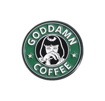 "До біса кава / Goddamn Coffee (Кримінальне чтиво / Pulp fiction)" значок (пін) металевий