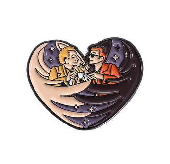 "Кроулі і Азирафаїл (Добрі передвісники / Good Omens)" значок (пін) металевий