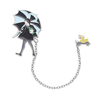 "Венздей Аддамс з качечкою (Венздей / Wednesday)" значок (пін) подвійний металевий