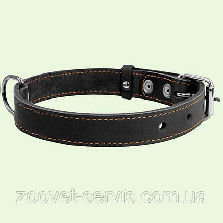 Нашийник для собак Collar шкіряний подвійний чорний, ширина 25мл, довжина 42-54см 00121, фото 3