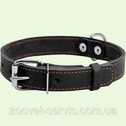 Нашийник для собак Collar шкіряний подвійний чорний, ширина 25мл, довжина 42-54см 00121, фото 1