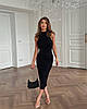 Чорна жіноча сукня по-фігурі з креп-дайвінгу з відкритою спиною довжини міді, фото 2