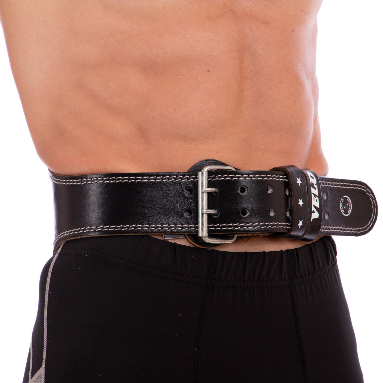 Пояс атлетичний шкіряний Velo Star 8182 розмір XXL Black-White, фото 1