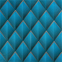 Стінова 3Д панель Блакитні ромби луска 700х700х4мм Геометрія самоклеюча декоративна для стін