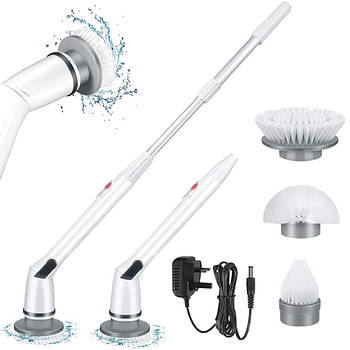 Акумуляторна щітка для прибирання + 3 насадки, Robust Scrub / Бездротова електрощітка для чистки