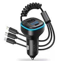 ФМ-модулятор XO BCC07 Black + 3 in 1 micro USB / USB-C / Lightning Cable