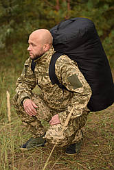 Баул транспортний 120 літрів Чорна Сумка велика з лямками, тактичний рюкзак для особистих речей, ЗСУ НГУ ДСНС