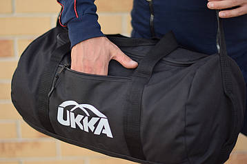 Спортивна сумка UKKA для тренувань, зручний баул — рюкзак для особистих речей у чорному кольорі