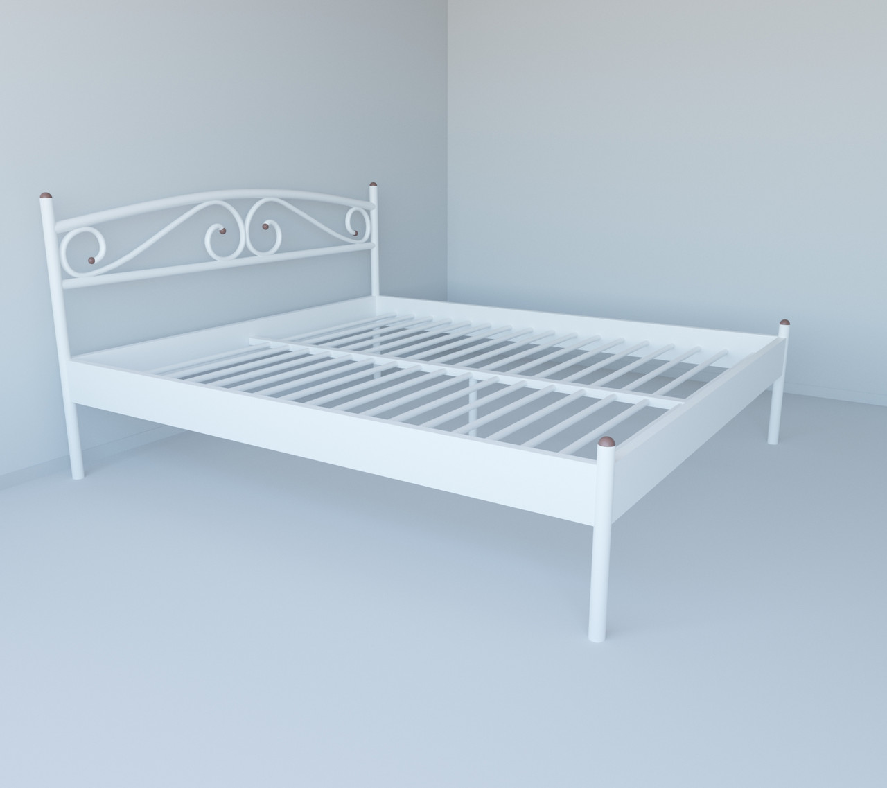 Ліжко полуторне металеве Tobi sho CAROLA-1 200Х140 Біле, фото 1