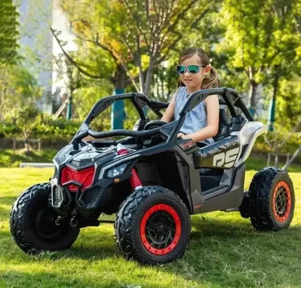 Дитячий електромобіль на акумуляторі Багі M 4920 з пультом радіокерування для дітей 3-8 років чорно-червоний, фото 1