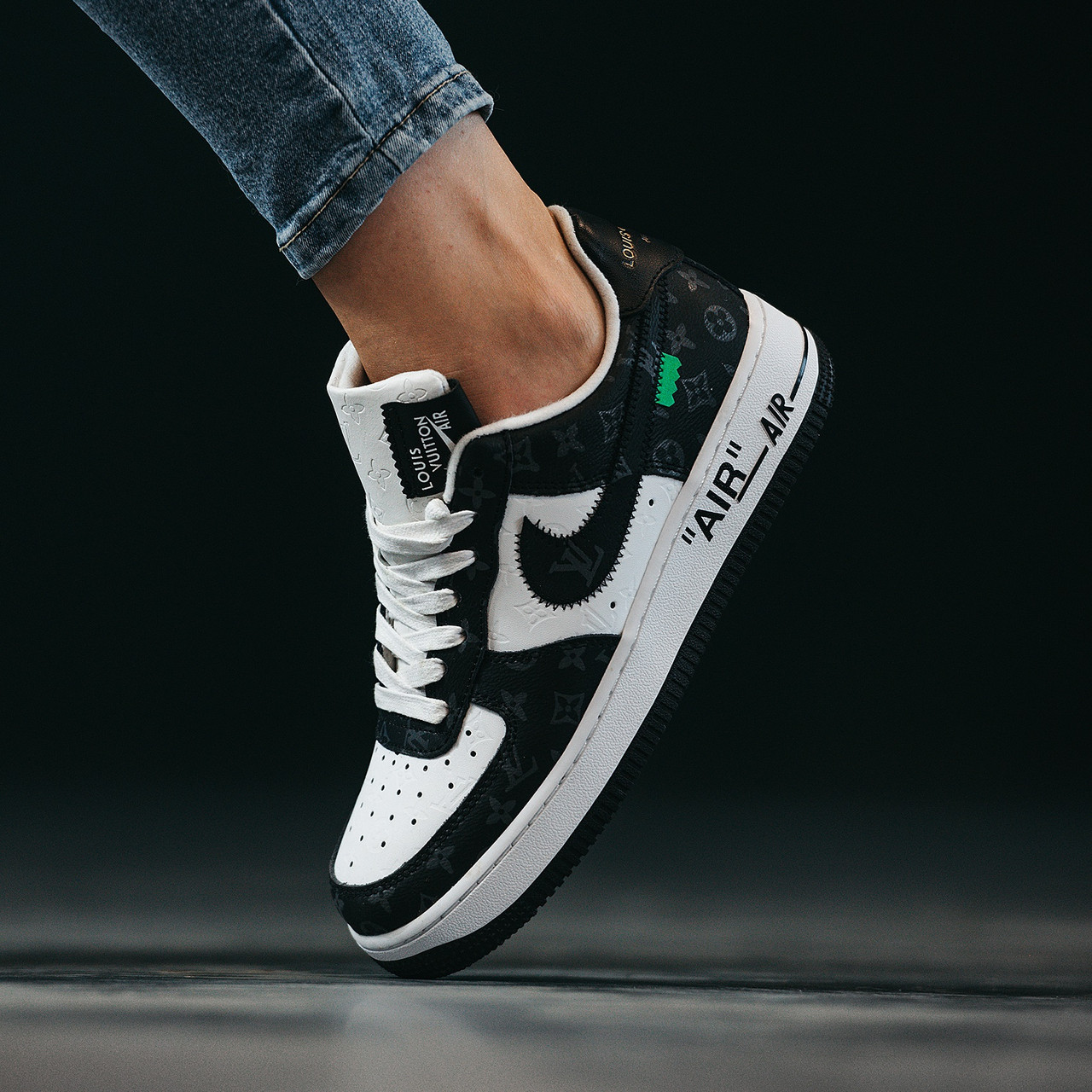Кросівки Louis Vuitton x Nike Air Force 1 Low Black White / Луї Віттон Найк Аїр Форс 1 Низькі Чорні з Білим