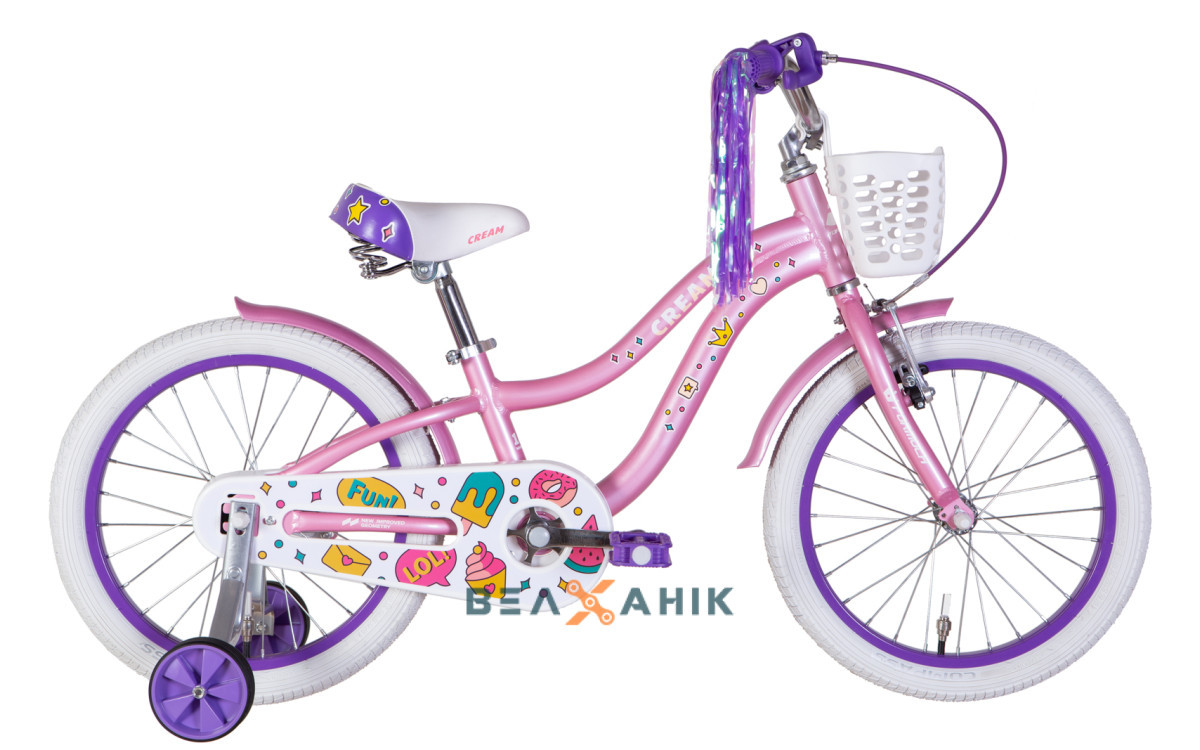 Велосипед 18" Formula CREAM (рама 9") AL з корзиною біло-бузковий, фото 1
