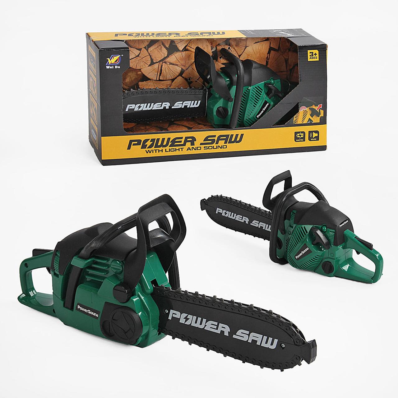 Бензопила 192 Е1 (24/3) колір зелений, звук, автоматичне обертання пиляльного ланцюга, на батарейках, в