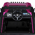 Дитячий електромобіль JEEP SUPER (рожевий колір, фарба) 24V, 4 мотори, підсвітка, Bluetooth, фото 3