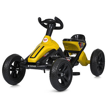 Дитячий карт педалями та зручним сидінням Bambi M 5848E-6 Жовтий Педальна машинка веломобіль