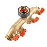 Колектор 4-ходовий з клапанами РЗ 3/4", з'єднання з краном РВ 3/4", латунь, BRASS SOFT, BR-S3034, фото 3