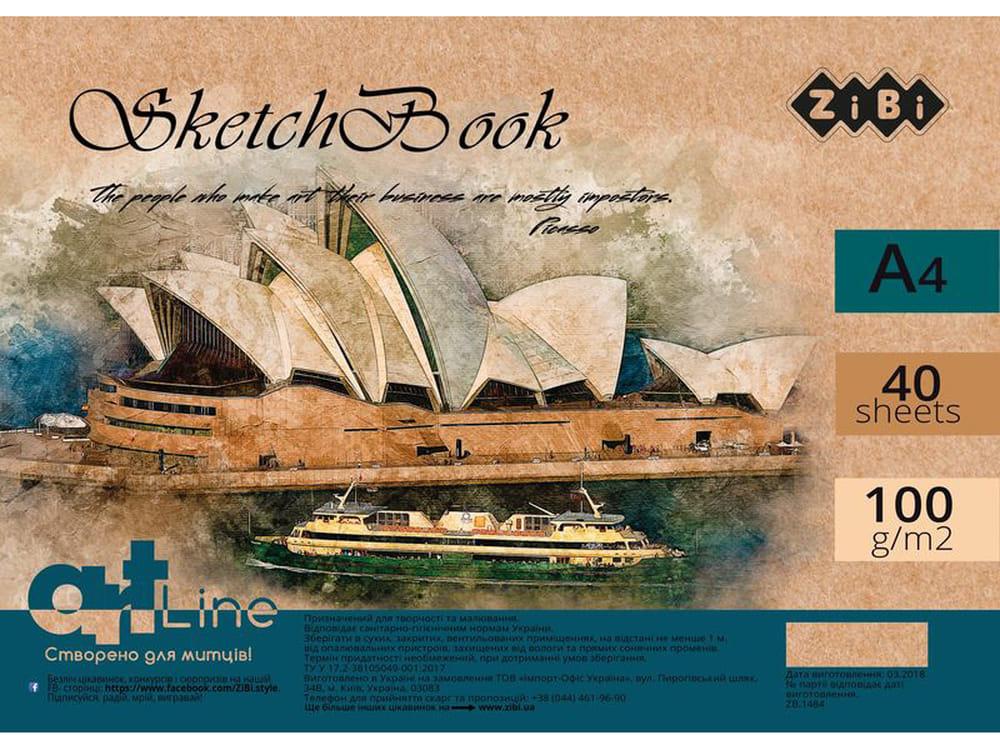 Альбом для ескізів скетчбук А4 ZiBi 100 г/м2 40 л. білий блок, на спіралі ZB.148*_Бірюзовий, фото 1
