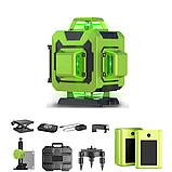 Лазерний рівень нівелір L-fine 4D (Hilda) пульт, зелений промінь, кейс, 2 акумулятори + штатив 2.1м, фото 3