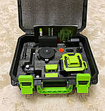 Лазерний рівень нівелір L-fine 4D (Hilda) пульт, зелений промінь, кейс, 2 акумулятори + штатив 2.1м, фото 4