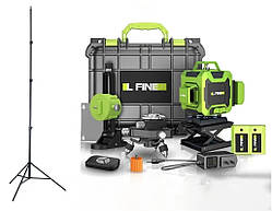 Лазерний рівень нівелір L-fine 4D (Hilda) пульт, зелений промінь, кейс, 2 акумулятори + штатив 2.1м
