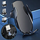 Тримач для телефону в машину з бездротовою зарядкою + перехідники FJ18 / Магнітна підставка для телефону, фото 7