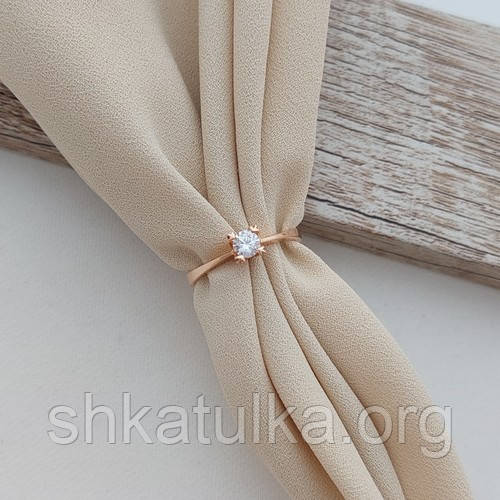 Каблучка золота з білим круглим фіанітом у центрі 2.01, фото 1