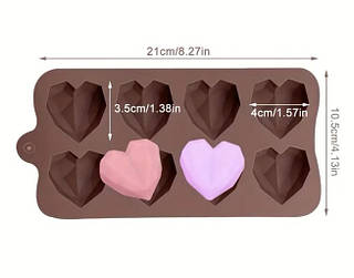 Форма силіконова Грановане серце 8 для льоду