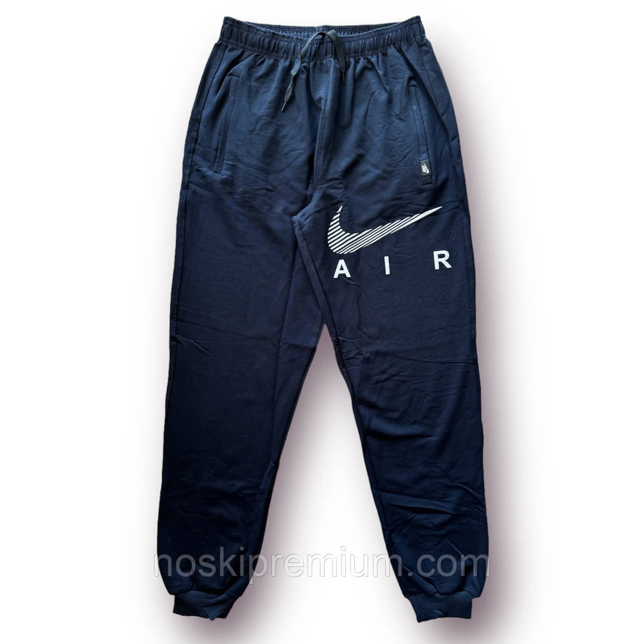 Штани спортивні чоловічі з манжетом двонитка пеньє Nike, розміри 46-54, темно-сині, 4015, фото 1