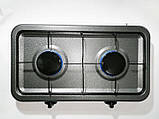 Настільна газова плита на дві конфорки Domotec 6602MS 0,54 кВт х2 Сіра, фото 3