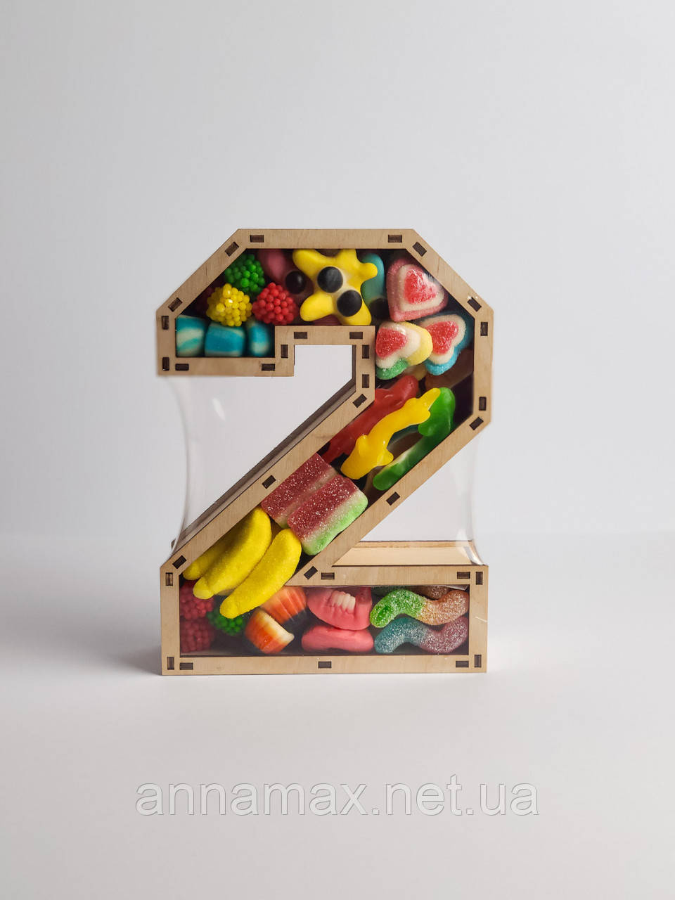 Оригінальний подарунок у вигляді желейного набору "Цифра 2 Standard" / 21*15*5,5 см / 650-750 грам