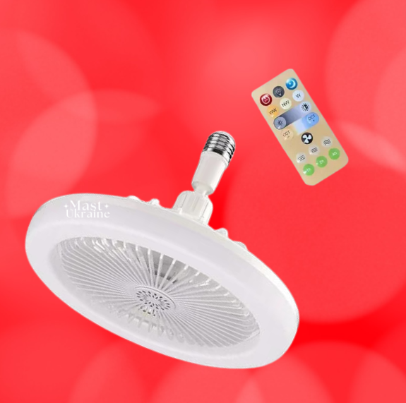 Вентилятор-люстра в патрон LED Multi-Function Fan Light із поворотним шарніром + пульт EVA-27