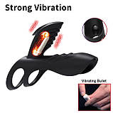 Ерекційне кільце з вібрацією і кліторальним відростком ClitoralStimulation, фото 3