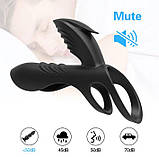 Ерекційне кільце з вібрацією і кліторальним відростком ClitoralStimulation, фото 4