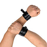 Чоловічі наручники БДСМ із натуральної шкіри чорного кольору Art of Sex розміри L-XL-2XL Кайф, фото 2