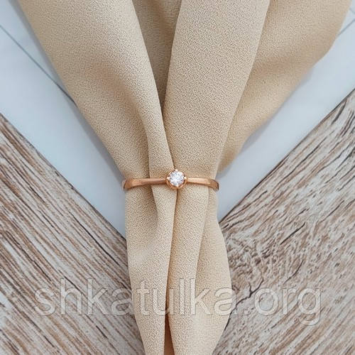 Каблучка золота з білим круглим фіанітом в класичне 1.45, фото 1