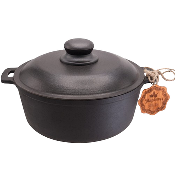 Каструля чавунна лита 3л алюмінієва кришка Т402С2Ук Майстерня