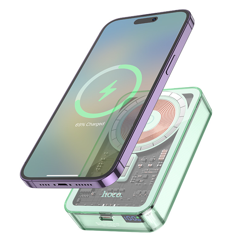 Павербанк зі швидкою 20W та безпровідною зарядкою MagSafe 10000mAh HOCO Q14A |PD20W/15W| Блакитний
