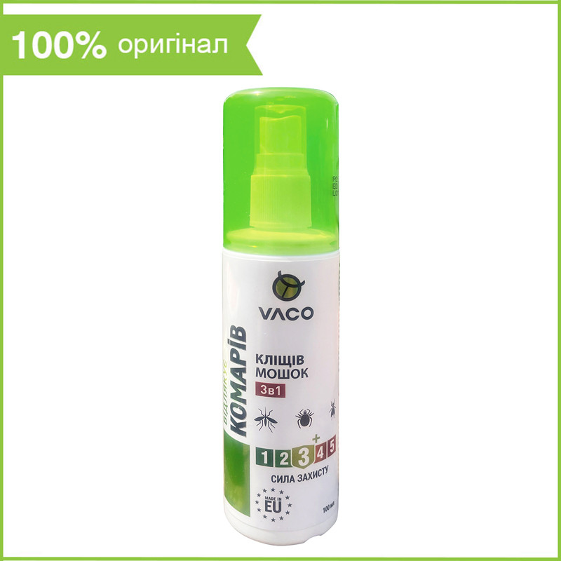 Ефективний спрей від комарів, кліщів і мошок VACO (100 мл), Польща