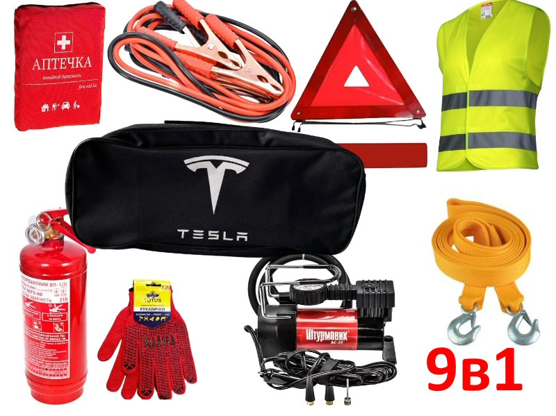 Набір автомобіліста з компресором Сумка-органайзер Tesla, фото 1