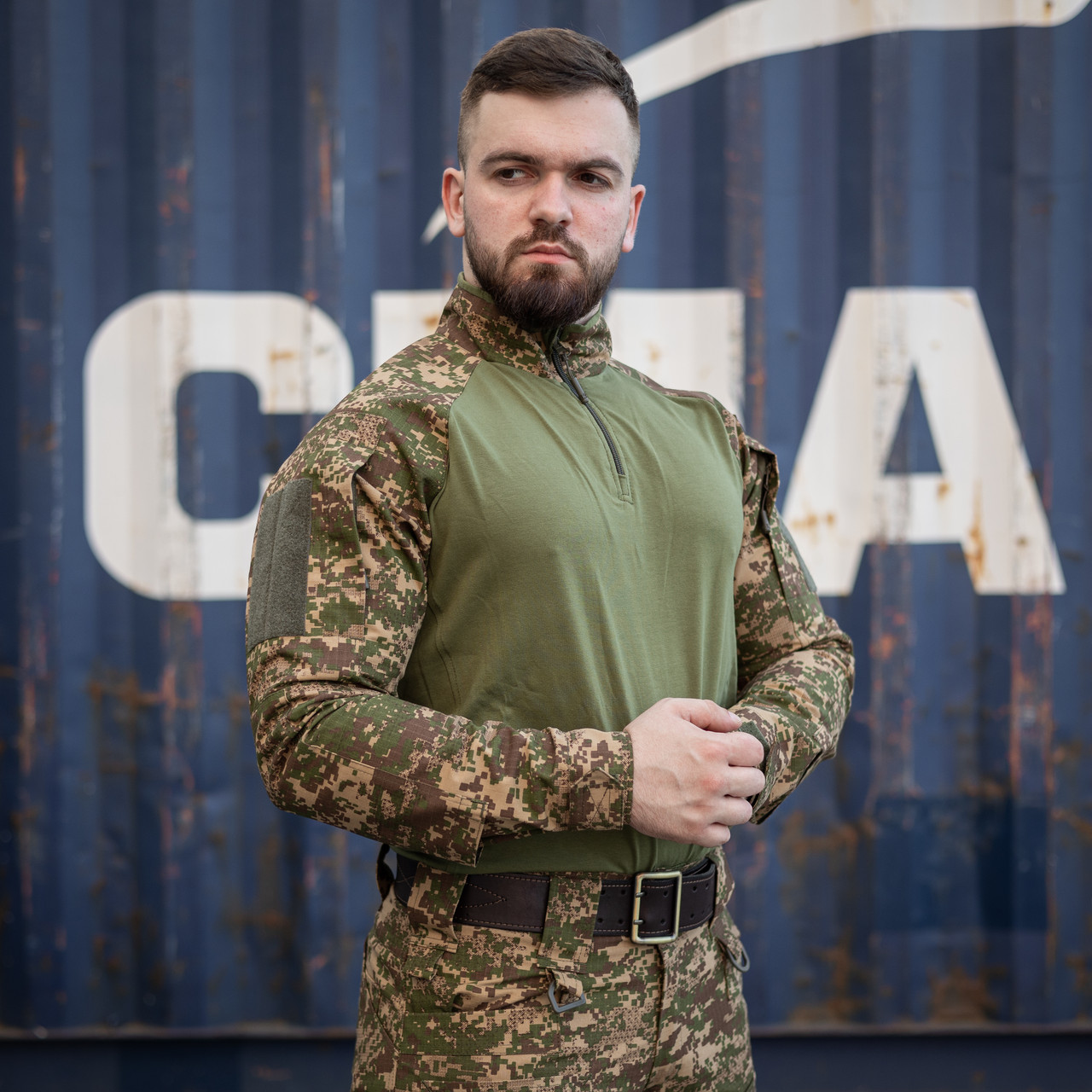 Тактична сорочка Ubacs (Кулір) з кишенями під налокітники хижак (олива)