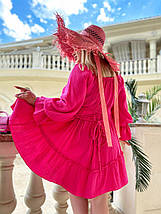 Літнє плаття з красивим горлом із тканини жатка розміри норми та батал, фото 4