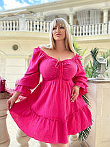 Літнє плаття з красивим горлом із тканини жатка розміри норми та батал, фото 2