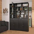 Стелаж з 4 дверима підлоговий для книг з 2 висувними ящиками, полиця з 23 осередками для зберігання речей 140 см, фото 2